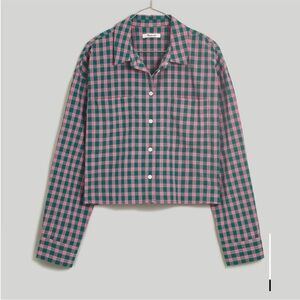 Plaid Button-Up Cropped Shirt